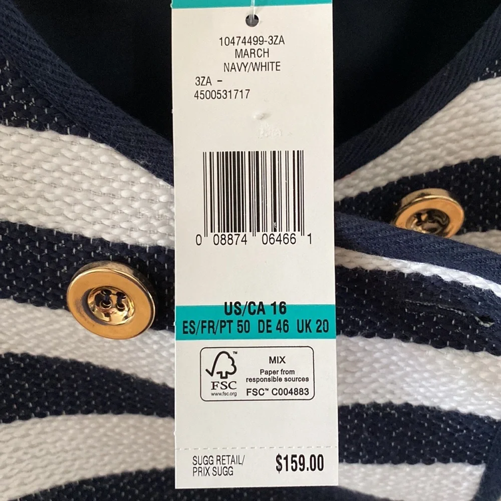 Woman’s Jones New York Signature Nautical striped double breasted Blazer. - Picture 9 of 9